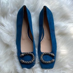 Gucci blue suede flats, size 36.5